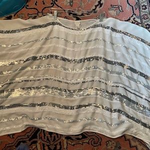 PARTY PERFECT Sheer White Sequined Pancho.
